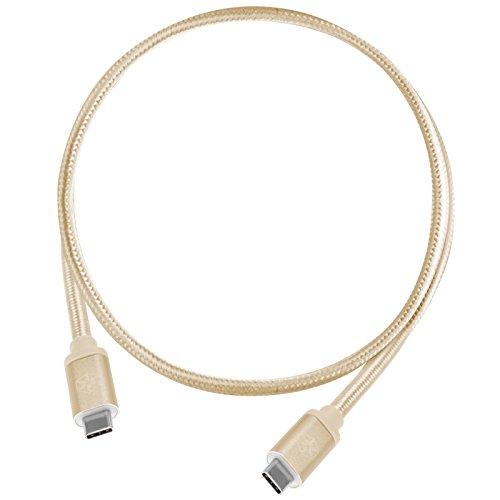 SilverStone SST-CPU06G-500 - Reversible USB Kabel, USB 3.1 Gen 2 Typ C auf Typ C, extrem haltbar durch Mantel aus Nylongeflecht, für Mobiltelefone und Speichergeräte, 0.5 meter, gold von SilverStone Technology