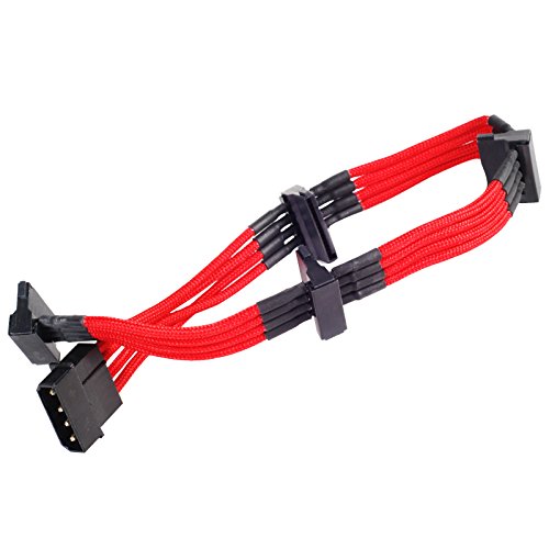 SilverStone SST-PP07-BTSR - Netzteilverlängerungskabel 30cm Molex auf 4x SATA, rot von SilverStone Technology