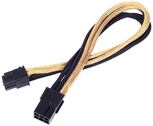 SilverStone SST-PP07-IDE6BG - Netzteil-Verlängerungskable 25cm 6pin auf PCI-E 6pin, schwarz/gold von SilverStone Technology