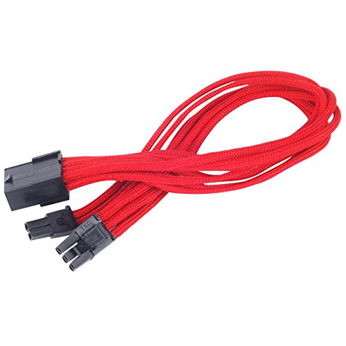 SilverStone SST-PP07-PCIR - Netzteil-Verlängerungskabel 25cm 8pin auf PCI-E 6+2pin, rot von SilverStone Technology