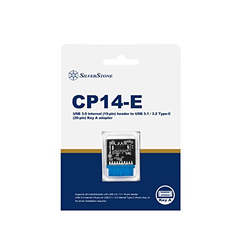 Silverstone SST-CP14E - Adapter USB 3.0 intern (19-pin) zu USB 3.1/3.2 Typ C (20-pin) Key-A von SilverStone Technology