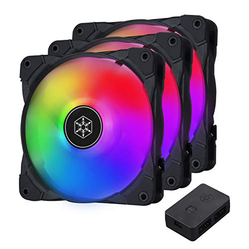 Silverstone Sst-AB120I-Argb - Air Blazer Computergehäuse-Lüfter 120 mm, Flüssigkeitslager, Transparente Lüfterblätter mit Schwarzem Rahmen, hoher Luftdurchsatz, Adressierbares RGB, inklusive Basis-Arg von SilverStone Technology