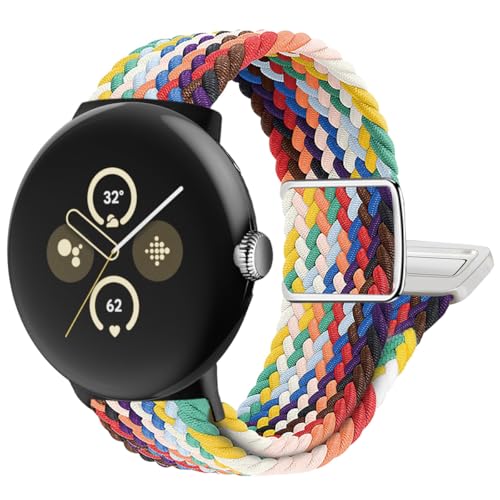 SimpleThings Magnetisches Nylon-Armband für Google Pixel Watch 2 & Pixel Watch1 & Pixel Watch 3 (41mm) Armband, Verstellbares Geflochtenes Elastisches Sportarmband für Google Pixel Watch Armband von SimpleThings