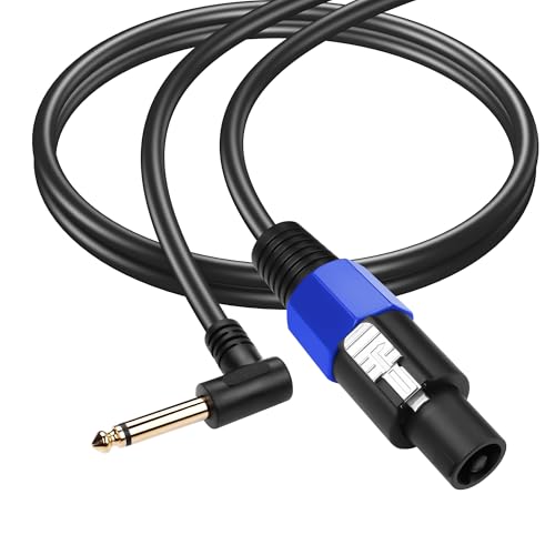 SinLoon Speakon Lautsprecherkabel auf 1/4 Zoll 22 AWG Speakon Stecker auf 90 Grad 6,35 mm TS Stecker, Audiokabel 1,6 m Twist Lock Speakon auf 1/4 Zoll Mono-Audiokabel für Gitarrenlautsprecher von SinLoon