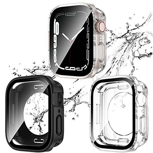 2 in 1 wasserdichte Hülle für Apple Watch Serie SE SE2 6 5 4 40 mm, gerade Kante, PC Vorder- und Rückseite Stoßstange mit gehärtetem Glas Displayschutzfolie, 360 Schutzhülle für iWatch (40 mm, von Singiuzoo