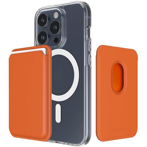 Sinjimoru Magnetic Wallet für Handy, Premium Vegan Leder Telefon Brieftasche für MagSafe 3-Karten-Halter Kompatibel mit iPhone 16 Plus Pro Max 15 14 13 12 Serie. M-Viica Clementine von Sinjimoru