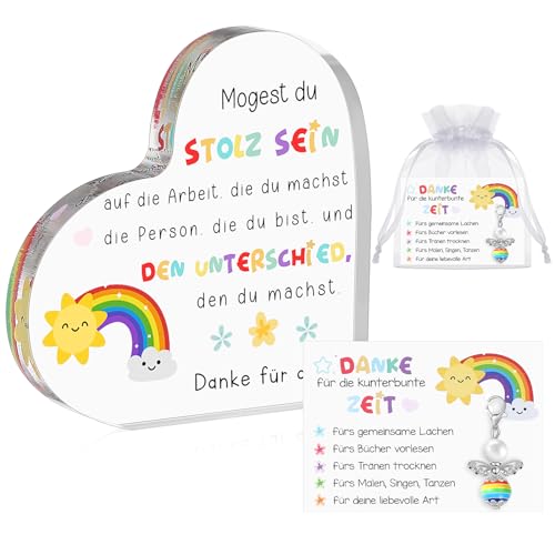 Sinmoe 4 Teiliges Set Kindergarten Abschiedsgeschenk für Lehrerin Herz Acryl Tischdeko mit Schutzengel Schlüsselanhänger Dankeskarte und Organzasäckchen Briefbeschwerer Geschenk für Erzieherin Sinmoe 4 Teiliges Set Kindergarten Abschiedsgeschenk für Lehrerin Herz Acryl Tischdeko mit Schutzengel Schlüsselanhänger Dankeskarte und Organzasäckchen Briefbeschwerer Geschenk für Erzieherin von Sinmoe
