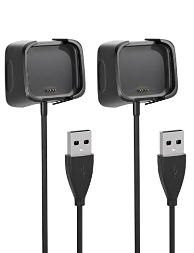 Sinoacc Ladegerät Kompatibel mit Fitbit Versa 2 Ladekabel 100Cm/3.3Ft Fitbit Versa 2 USB Ladekabel Dock Stand Smartwatch Zubehör - 2Pack (nicht für Fitbit Versa/versa Se/versa Lite) von Sinoacc