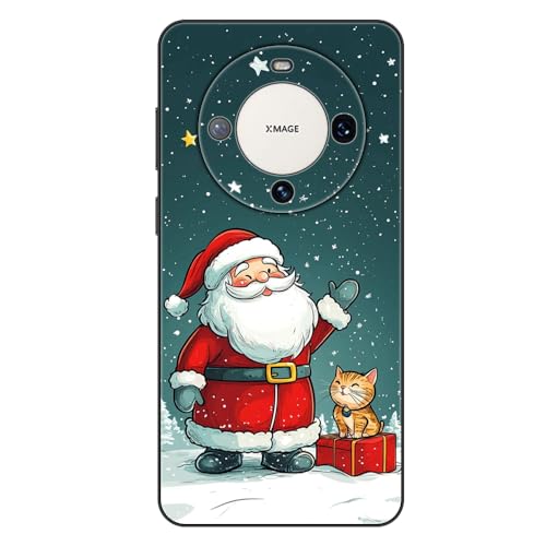 Sinyunron Handyhülle Kompatibel mit Huawei Mate 60 Pro+ Hüll Silikon 2-in-1 Stoßfeste Kratzfest TPU Schutzhülle mit Niedlich Cartoon Weihnachten Muster Aesthetic Design,Weihnachtsmann-01 von Sinyunron