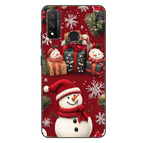 Sinyunron Handyhülle Kompatibel mit Huawei P Smart 2020 Hüll Silikon 2-in-1 Stoßfeste Kratzfest TPU Schutzhülle mit Niedlich Cartoon Weihnachten Muster Aesthetic Design,Schneemann-02 von Sinyunron