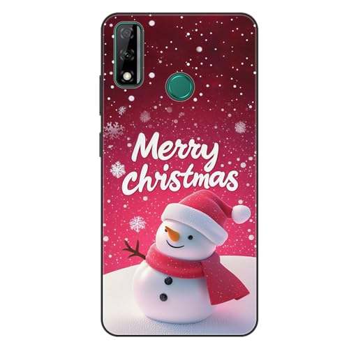 Sinyunron Handyhülle Kompatibel mit Huawei Y8S 2020 Hüll Silikon 2-in-1 Stoßfeste Kratzfest TPU Schutzhülle mit Niedlich Cartoon Weihnachten Muster Aesthetic Design,Schneemann-01 von Sinyunron