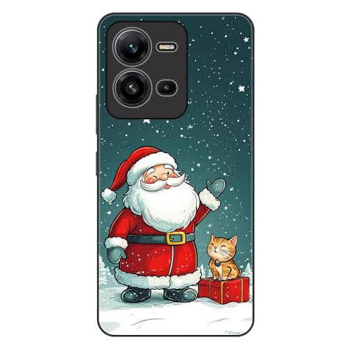 Sinyunron Handyhülle Kompatibel mit Vivo V25 5G / Vivo V25E / Vivo X80 Lite Hüll Silikon 2-in-1 Stoßfeste Kratzfest TPU Schutzhülle mit Cartoon Weihnachten Muster Aesthetic,Weihnachtsmann-01 von Sinyunron