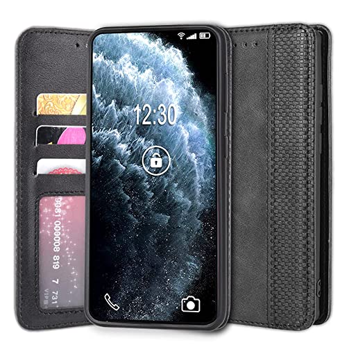 Sinyunron Klapphüllen für Motorola Moto One Zoom Hülle Leder Klapptasche Motorola One Zoom Schutzhülle Flip Case Lederhülle Moto One Zoom Handy Brieftasche(Schwarz) von Sinyunron