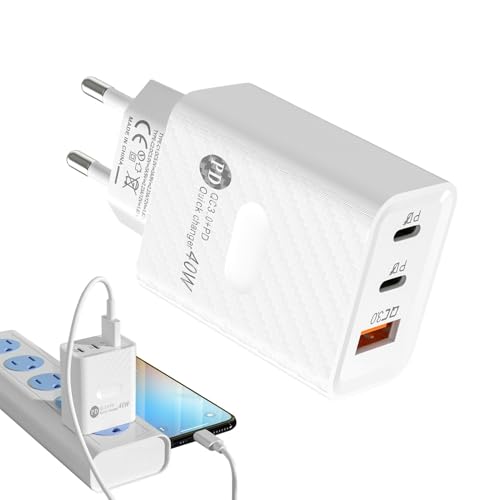 Sionhiuo Typ-C-Wandladegerät, USB-Ladeblock,Reiseladegerät Ladeblock - Typ-C-Adapter 40 W, Reisestecker-Adapter, Schnellladung, 3-Port-Wandladegerät für Smartphone, Tablet, Laptop von Sionhiuo