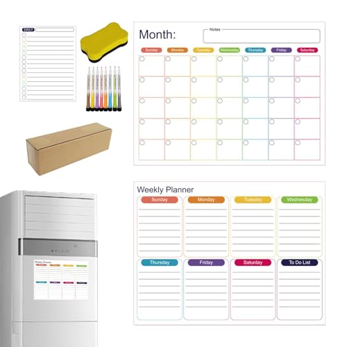 Sirseon Magnetischer Kalender für Kühlschrank,Magnetischer Kühlschrankkalender, Wochenplaner Kühlschrankmagnet, Magnetischer Kalender für den Kühlschrank, Monats-, Wochen- und Tagesplaner zur von Sirseon