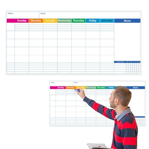 Sirseon Trocken abwischbarer Kalender für die Wand, Kalender-Whiteboard für die Wand | 17 x 35 Zoll trocken abwischbarer Whiteboard-Organizer - Farbenfroher Monatsplaner, selbstklebender, laminierter, von Sirseon