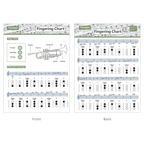 Trompetendiagramm | Trompete Fingersatz Poster Trompete Akkorddiagramm,Trompeten-Akkordtabelle Trompeten-Akkord-Poster Fingersatztabelle Akkordnotentabelle Referenz für Klarinetten-Akkordblatt von Sirseon