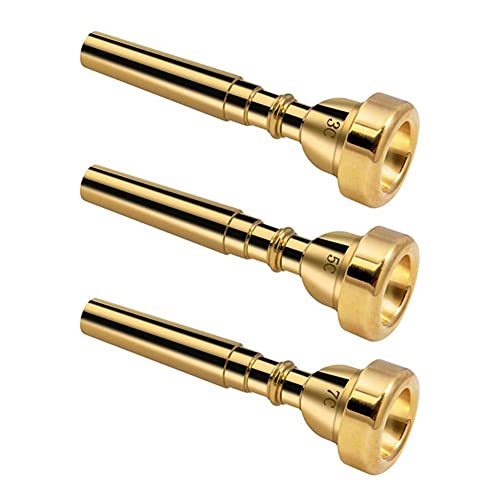 Sirxlevcy 3er-Pack Trompetenmundstück-Zubehör Messing-Trompetenmundstück-Set Trompetenmundstück 3C 5C 7C Trompete für Anfänger (Gold) von Sirxlevcy