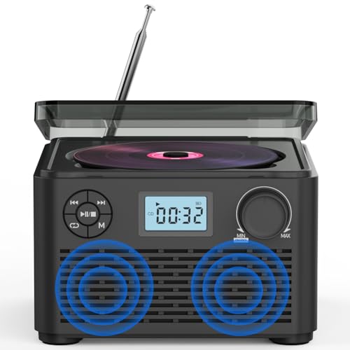 Sirxlevcy CD-Player Vintage 4000mAh Bluetooth Musik-Disk Album Disc CD-Player Tragbares FM-Radio von Sirxlevcy