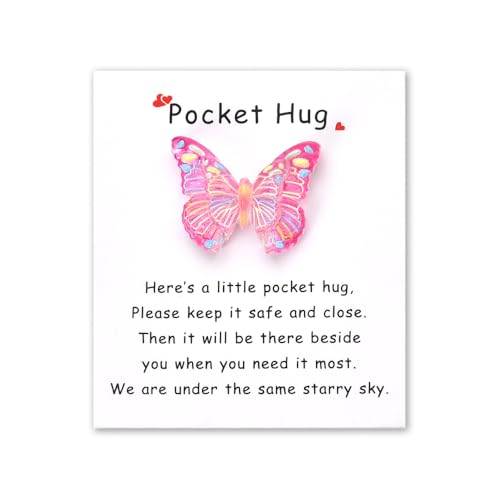 Schmetterling Pocket Hug Token Geschenke für Frauen Mädchen Geburtstag Abschluss Geschenk für Tochter Enkelin Inspirierende Ermutigung Geschenke für Mutter Oma Fernbeziehung Geschenk für Schwester von Sisadodo