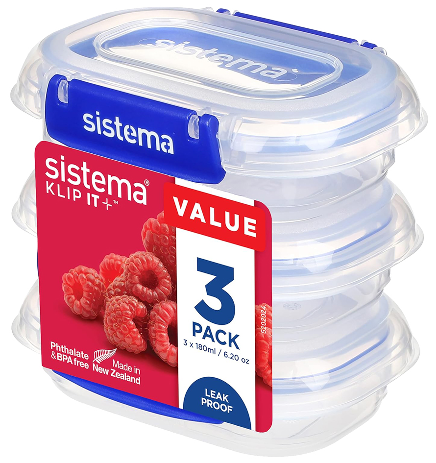 Sistema Frischhaltedose KLIP IT PLUS, 180 ml, blau, 3er Set von Sistema