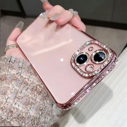 Sitthyw Glitzer Hülle für iPhone 16 Pro Max Transparent Handyhülle mit Bling Glitzer Diamant Kratzfest Schutzhülle Luxuriöse Kameraschutz Stoßfest Bumper Cover Case für Mädchen, Sparkly Rosa von Sitthyw