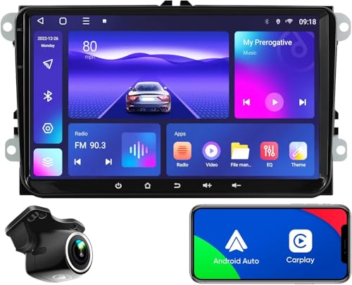 4 GB + 32 GB Upgrade-Autoradio für VW Passat B6 Golf V VI 5 6 Polo cc Tiguan EOS Scirocco – Kabelloses Carplay und Android Auto GPS-Navigation – 5GWIFI 9,2-Zoll-Touchscreen, Bluetooth, RDS, FM, SWC von Sivaopa