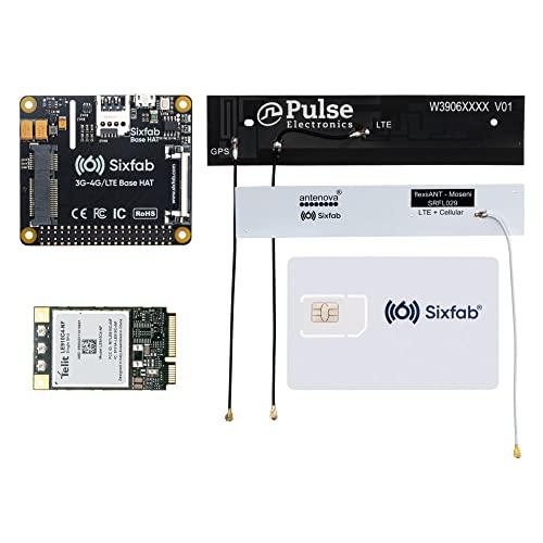 Raspberry Pi 4G/LTE Modem-Kit – Hardware | Global IoT SIM-Karte mit 25 $ Gratis Kredit | kostenlose Cloud-Software | Fernbedienung Netzwerküberwachung | Fernzugriff von Sixfab