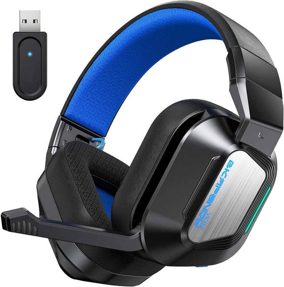 Skapendy Mit interated Mikrofon, 2.4Ghz USB, Dual EQ Modus, 50mm Treiber Gaming-Headset (echseln Sie zwischen Bluetooth 5.4 und kabellosem 2,4 GHz für ein flüssiges Erlebnis mit weniger als 20 ms Latenz auf PS5/PS4/PC und weiteren Geräten., Wireless Gaming Headset für PC, PS4, PS5) von Skapendy