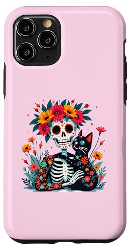 Hülle für iPhone 11 Pro Skelett Umarmung Katze Sugar Skull Día los Muertos Katzenliebhaber von Skeleton & Cat Sugar Skull Día de los Muertos tees