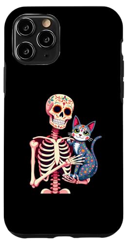 Hülle für iPhone 11 Pro Skelett Umarmung Katze Zuckerschädel Día de los Muertos Kostüme von Skeleton & Cat Sugar Skull Día de los Muertos tees