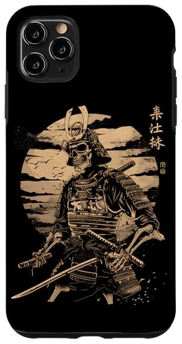 Hülle für iPhone 11 Pro Max Samurai Skelett Japanisch Kanji Samurai Skelett von Skelett Samurai Geschenke Katana Schwertkunst