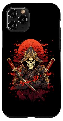 Hülle für iPhone 11 Pro Samurai Skelett Japanisch Kanji Samurai Skelett von Skelett Samurai Geschenke Katana Schwertkunst