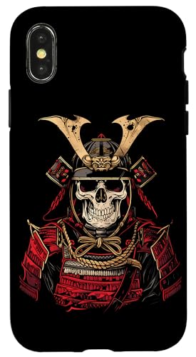 Hülle für iPhone X/XS Samurai Skelett Japanisch Kanji Samurai Skelett von Skelett Samurai Geschenke Katana Schwertkunst