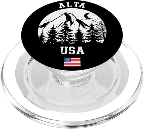 Alta Utah Skigebiet Wasatch Mountains Alpine Amerikanische Flagge PopSockets PopGrip für MagSafe von Ski Mountains Souvenir Shop