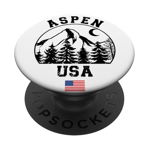 Aspen Colorado Skigebiet Alpin Skifahren Amerikanische Flagge PopSockets Klebender PopGrip von Ski Mountains Souvenir Shop