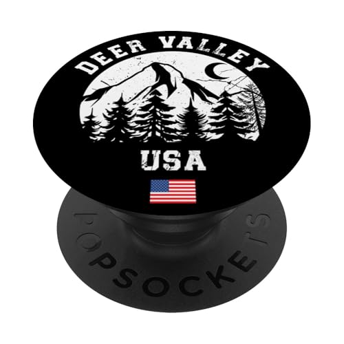 Deer Valley Utah Ski Resort Wasatch Range Amerikanische Flagge PopSockets Klebender PopGrip von Ski Mountains Souvenir Shop