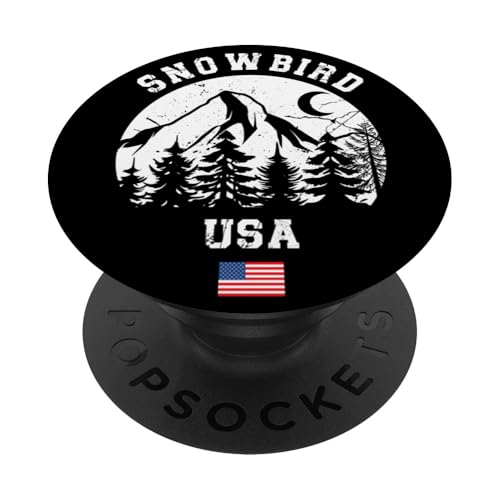 Snowbird Utah Ski Resort Alpine Wasatch Range Amerikanische Flagge PopSockets Klebender PopGrip von Ski Mountains Souvenir Shop