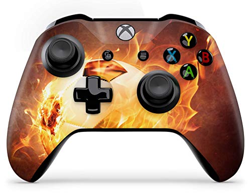 Skins4u Aufkleber Design Schutzfolie Vinyl Skin kompatibel mit Xbox One Controller Brennender Fussball von Skins4u