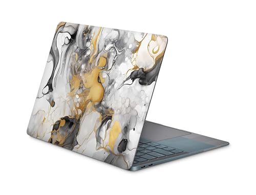 Skins4u Laptop Aufkleber, Notebook Skin Schutzfolie, Seidenmatt, Kratzfest, Blasenfrei, Selbstklenend Vinylfolie Rückstandslos Entfernbar 10 bis 17 Zoll Laptops (Marmor Gold Light, 40 x 25cm) von Skins4u