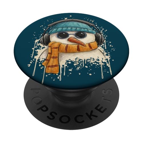 Groovy Funky Pop Art Schneemann DJ mit Kopfhörer PopSockets Klebender PopGrip von SkizzenMonster Winter Krams