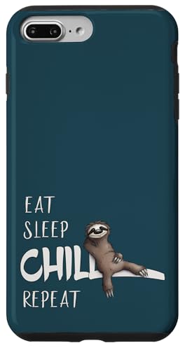 Hülle für iPhone 7 Plus/8 Plus Lustiges chillendes Faultier: Eat Sleep Chill Repeat von SkizzenMonsters Lässige Faultiere