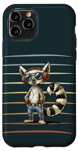 Hülle für iPhone 11 Pro Lässiger Lemur mit Retro Kopfhörern und Sonnenbrille von SkizzenMonsters Schrullige Viecher