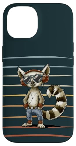 Hülle für iPhone 14 Lässiger Lemur mit Retro Kopfhörern und Sonnenbrille von SkizzenMonsters Schrullige Viecher