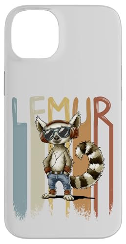 Hülle für iPhone 14 Plus Fancy Party Lemur mit Retro Kopfhörern und Sonnenbrille von SkizzenMonsters Schrullige Viecher