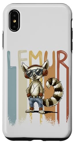 Hülle für iPhone XS Max Fancy Party Lemur mit Retro Kopfhörern und Sonnenbrille von SkizzenMonsters Schrullige Viecher