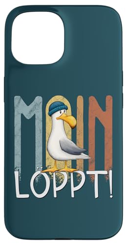 Hülle für iPhone 15 Moin Löppt Lässige Nordsee Ostsee Möwe mit Mütze von Skizzenmonster Maritime Meer Kunst