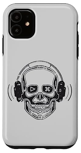 Hülle für iPhone 11 Gaming Skull Kopfhörer Musikliebhaber DJ Goth Rock von Skull Merch...