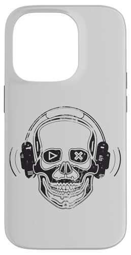 Hülle für iPhone 14 Pro Gaming Skull Kopfhörer Musikliebhaber DJ Goth Rock von Skull Merch...