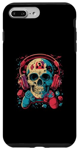 Hülle für iPhone 7 Plus/8 Plus Skull Skelett Kopfhörer Gaming Gamer Videospiel Bunt von Skull Skeleton Gaming Gamer Video Game 18